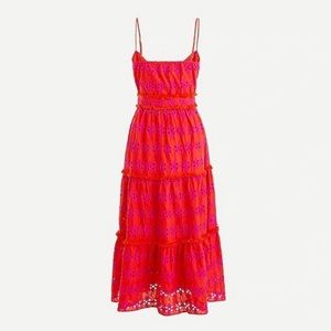 J Crew Button Up Tiered Midi Dress in Eyelet